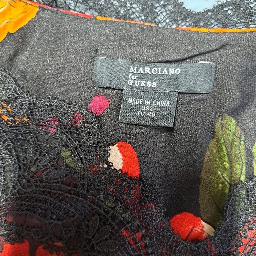Guess by Marciano Floral Sheer Blouse with Lace Trim - Picture 5 of 9